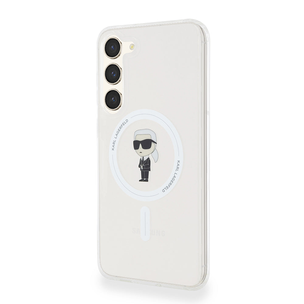 Etui MagSafe dla Samsung Galaxy S23+ S916, Karl Lagerfeld, IML Ikonik Karl, Przezroczyste