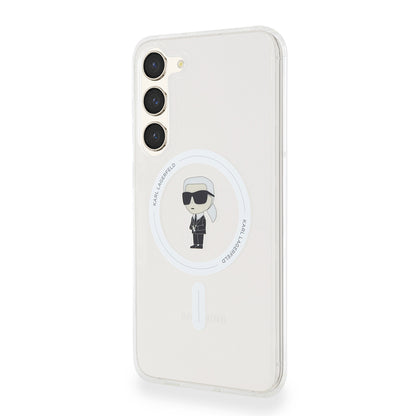 Etui MagSafe dla Samsung Galaxy S23+ S916, Karl Lagerfeld, IML Ikonik Karl, Przezroczyste