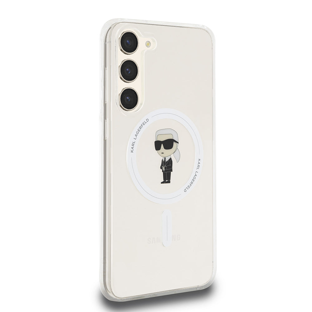 Etui MagSafe dla Samsung Galaxy S23+ S916, Karl Lagerfeld, IML Ikonik Karl, Przezroczyste