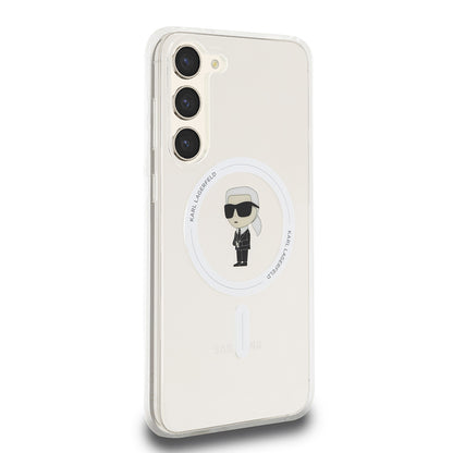 Etui MagSafe dla Samsung Galaxy S23+ S916, Karl Lagerfeld, IML Ikonik Karl, Przezroczyste