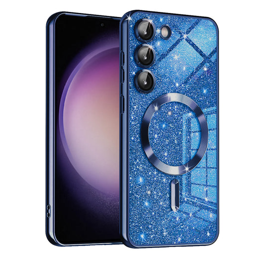 Etui MagSafe do Samsung Galaxy S23+ S916, Techsuit, Luxury Glitter, Ciemnoniebieskie