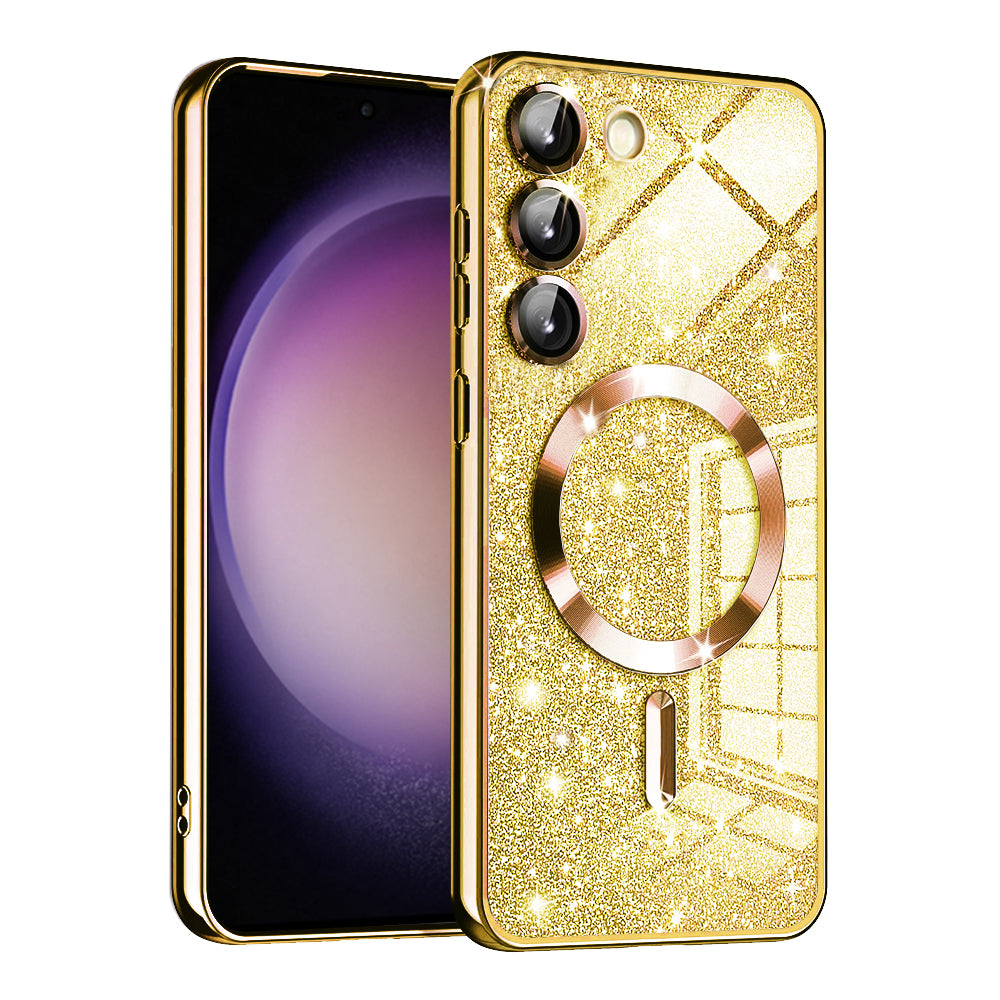 MagSafe Case for Samsung Galaxy S23+ S916, Techsuit, Luxury Glitter, Gold