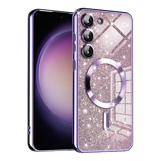 Etui MagSafe do Samsung Galaxy S23+ S916, Techsuit, Luxury Glitter, Jasny Fiolet