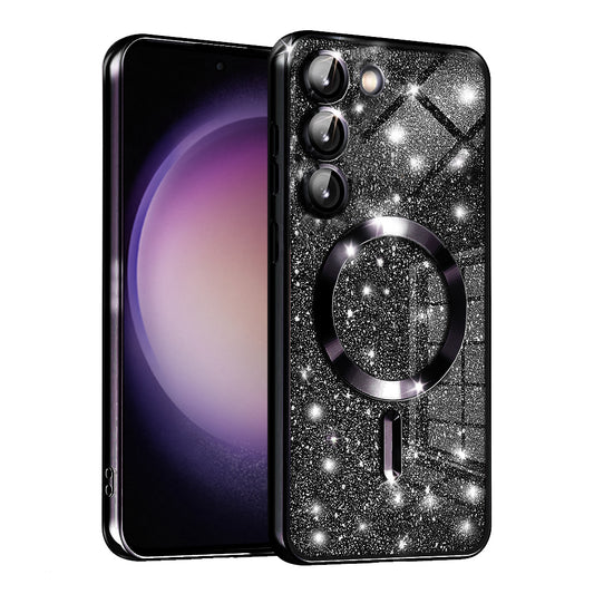 Etui MagSafe do Samsung Galaxy S23+ S916, Techsuit, Luxury Glitter, Czarna