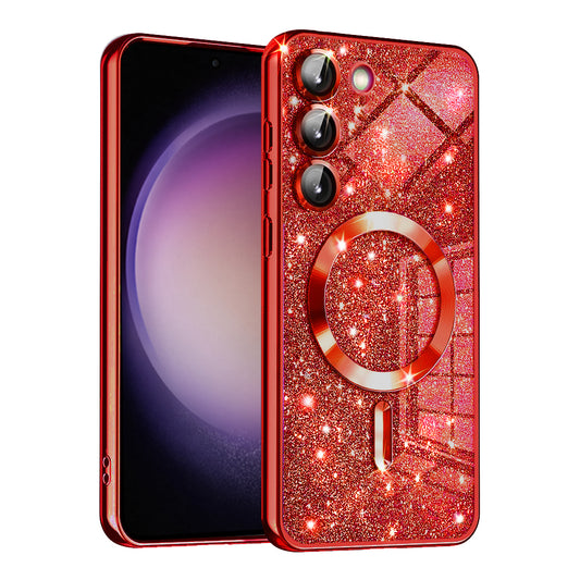 Etui MagSafe do Samsung Galaxy S23+ S916, Techsuit, Luxury Glitter, Czerwony
