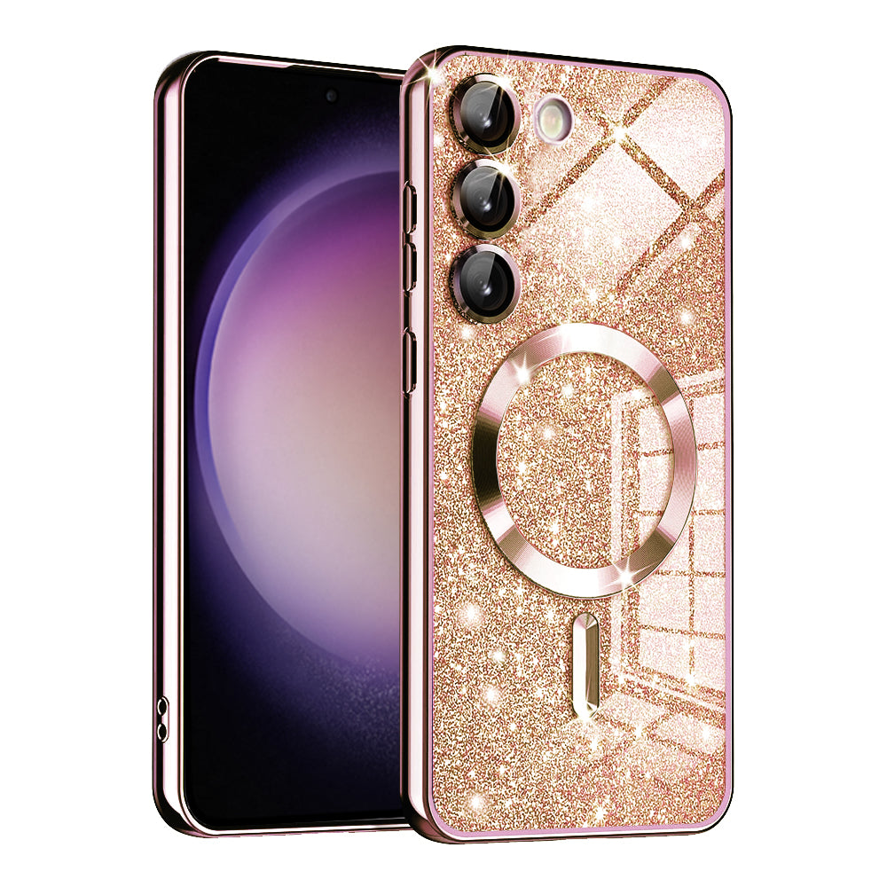 Etui MagSafe do Samsung Galaxy S23+ S916, Techsuit, Luxury Glitter, Różowe Złoto