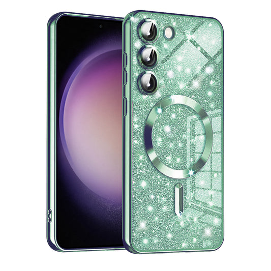 Etui MagSafe do Samsung Galaxy S23+ S916, Techsuit, Luxury Glitter, Jasnozielony