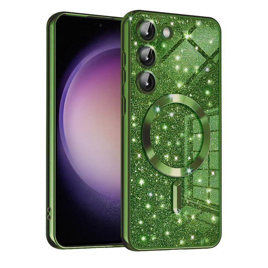 Etui MagSafe do Samsung Galaxy S23+ S916, Techsuit, Luxury Glitter, Ciemnozielony