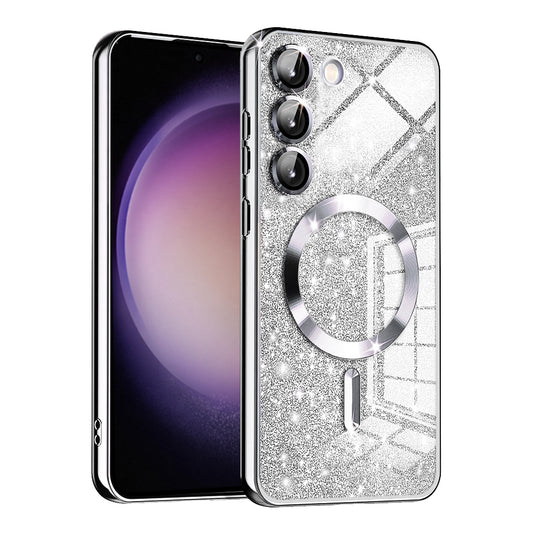 Etui MagSafe do Samsung Galaxy S23 S911, Techsuit, Luxury Glitter, Srebrne