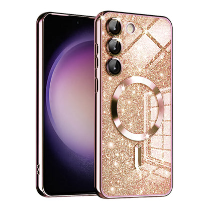 Etui MagSafe do Samsung Galaxy S23 S911, Techsuit, Luxury Glitter, Różowe Złoto