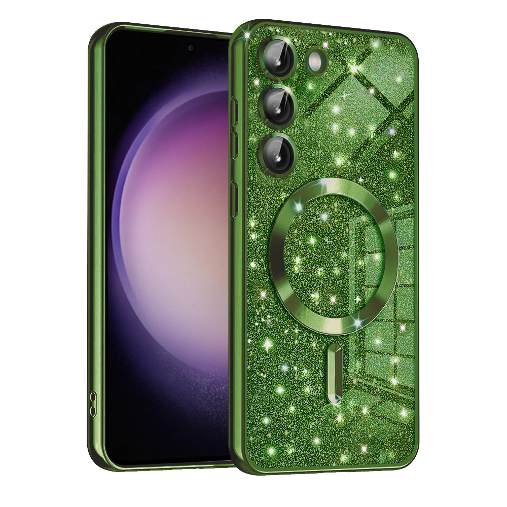 Etui MagSafe do Samsung Galaxy S23 S911, Techsuit, Luxury Glitter, Ciemnozielony