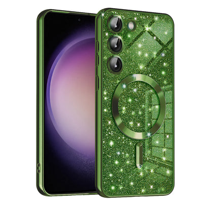 Etui MagSafe do Samsung Galaxy S23 S911, Techsuit, Luxury Glitter, Ciemnozielony