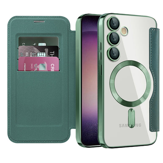 Etui MagSafe do Samsung Galaxy S23 S911, Techsuit, SmartMag Book, Zielony