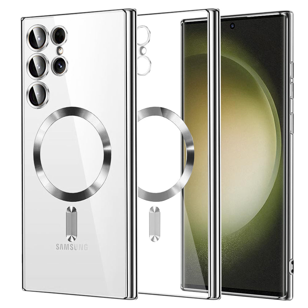 Etui MagSafe do Samsung Galaxy S23 Ultra S918, Techsuit, Luxury Crystal, Srebrne