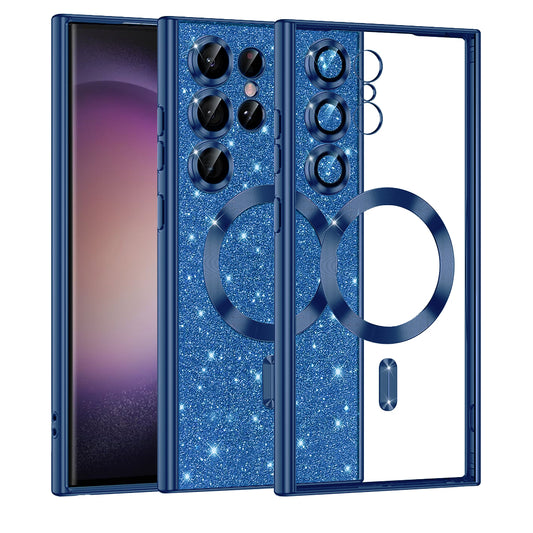 Etui MagSafe do Samsung Galaxy S23 Ultra S918, Techsuit, Luxury Glitter, Ciemnoniebieskie