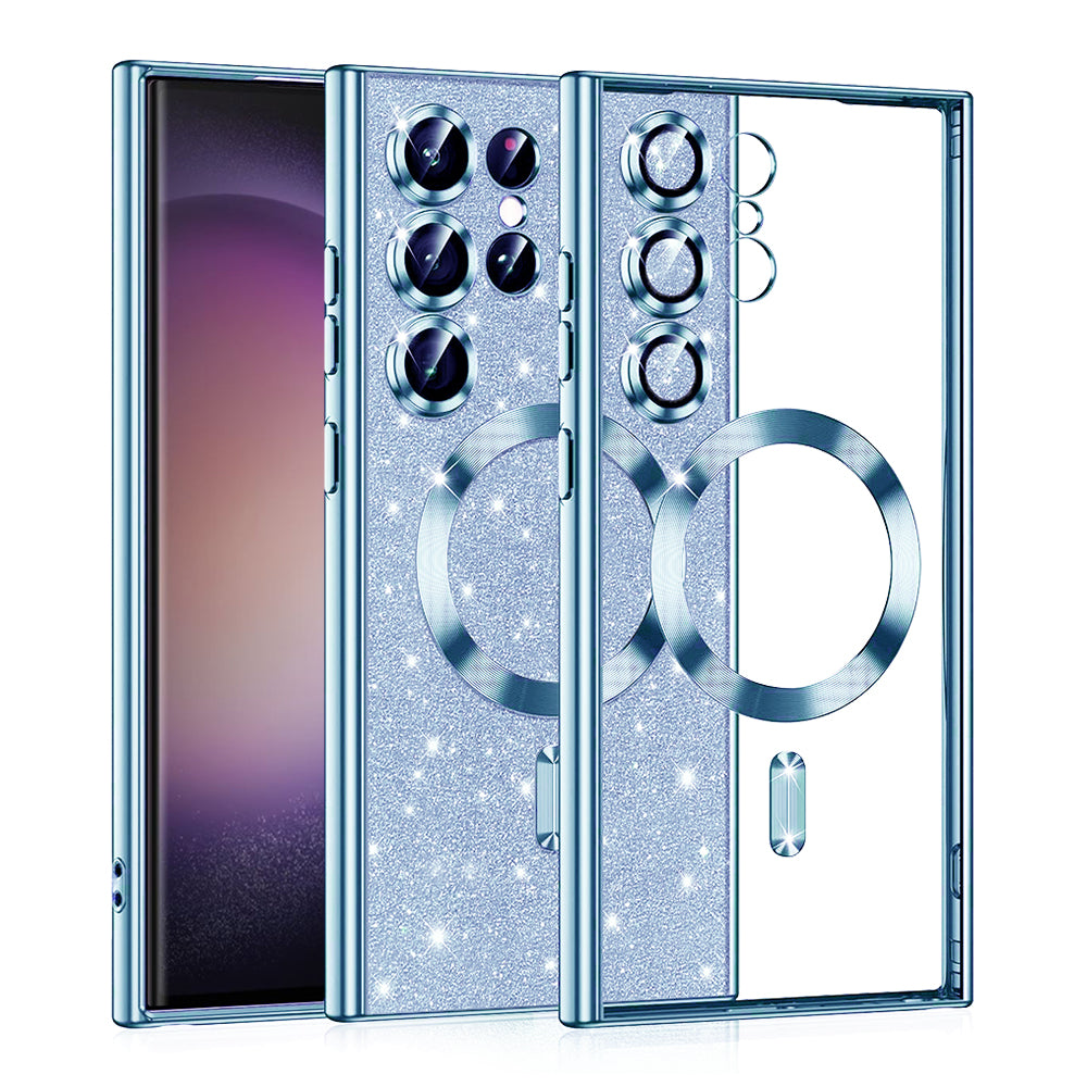 Etui MagSafe do Samsung Galaxy S23 Ultra S918, Techsuit, Luxury Glitter, Bleu