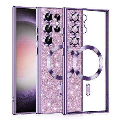 Etui MagSafe do Samsung Galaxy S23 Ultra S918, Techsuit, Luxury Glitter, Jasnofioletowy