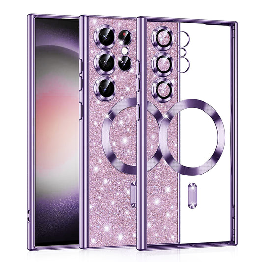 Etui MagSafe do Samsung Galaxy S23 Ultra S918, Techsuit, Luxury Glitter, Jasnofioletowy