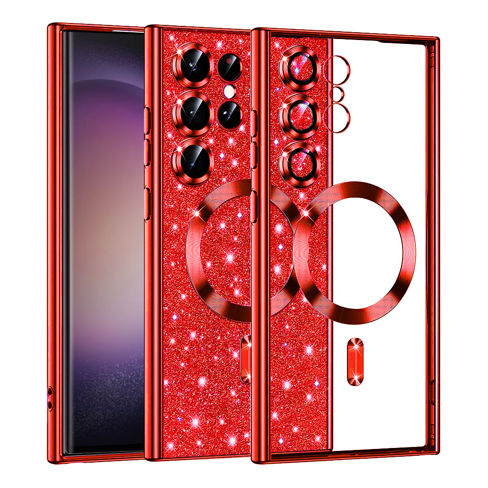 Etui MagSafe do Samsung Galaxy S23 Ultra S918, Techsuit, Luxury Glitter, Czerwony