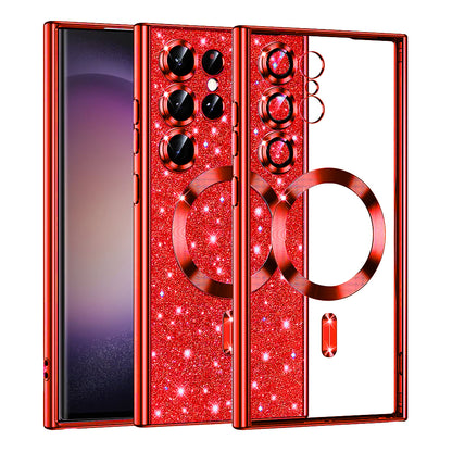Etui MagSafe do Samsung Galaxy S23 Ultra S918, Techsuit, Luxury Glitter, Czerwony