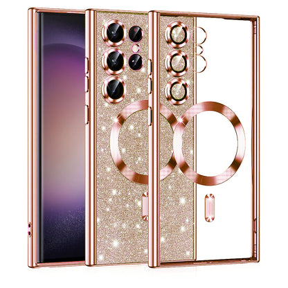 MagSafe Case for Samsung Galaxy S23 Ultra S918, Techsuit, Luxury Glitter, Rose Gold