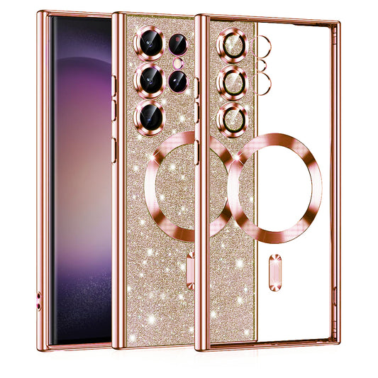 Etui MagSafe do Samsung Galaxy S23 Ultra S918, Techsuit, Luxury Glitter, Różowe Złoto