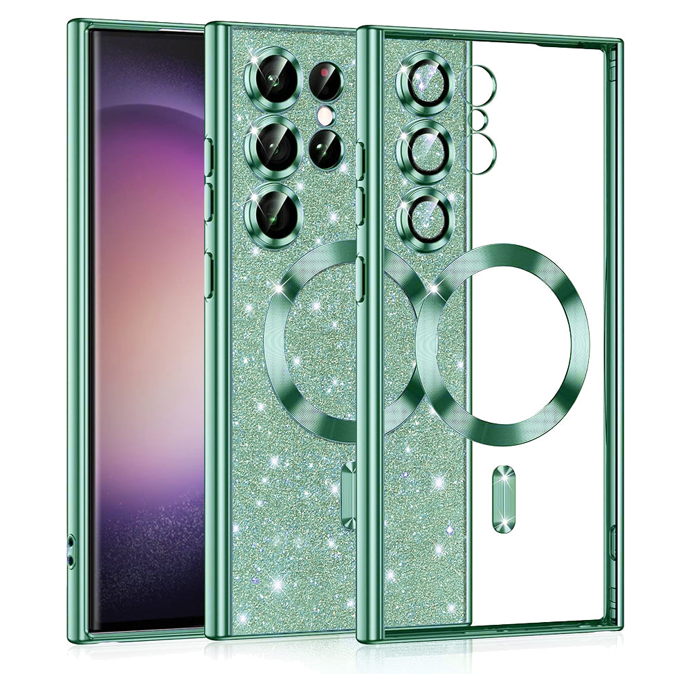 MagSafe Case for Samsung Galaxy S23 Ultra S918, Techsuit, Luxury Glitter, Light Green