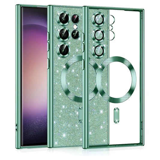 Etui MagSafe do Samsung Galaxy S23 Ultra S918, Techsuit, Luxury Glitter, Jasnozielony