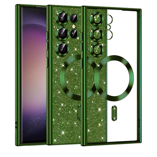 Etui MagSafe do Samsung Galaxy S23 Ultra S918, Techsuit, Luxury Glitter, Ciemnozielony