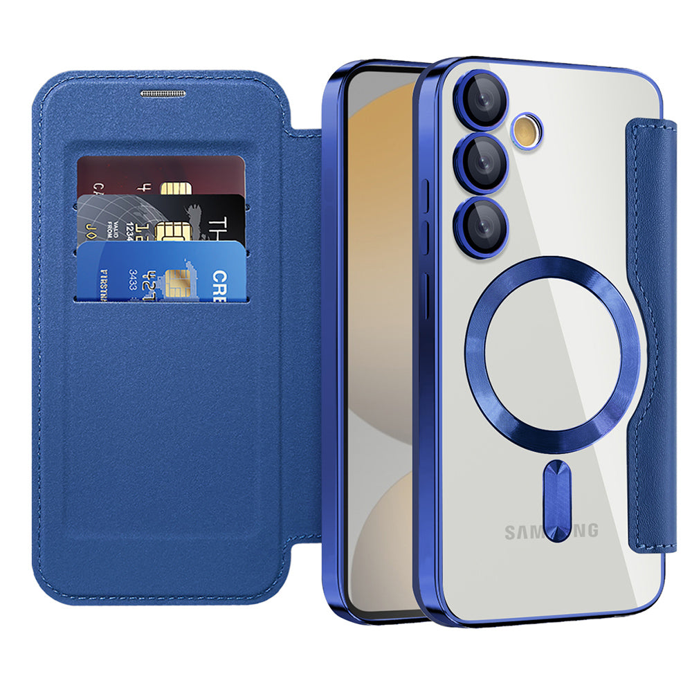 Etui MagSafe do Samsung Galaxy S24 FE S721, Techsuit, SmartMag Book, Niebieskie