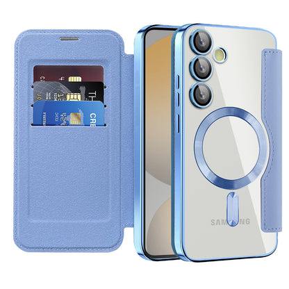 Etui MagSafe do Samsung Galaxy S24 FE S721, Techsuit, SmartMag Book, Niebieski