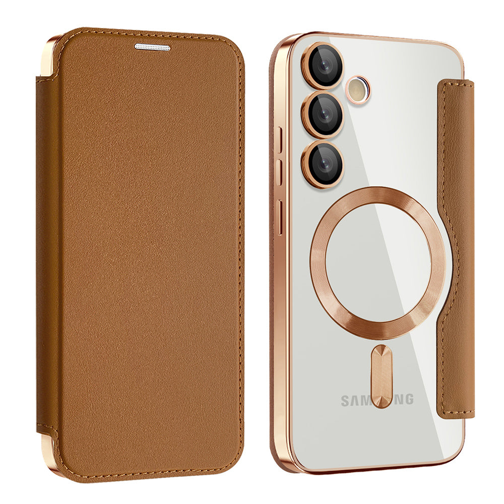 Etui MagSafe do Samsung Galaxy S24 FE S721, Techsuit, SmartMag Book, Brązowy