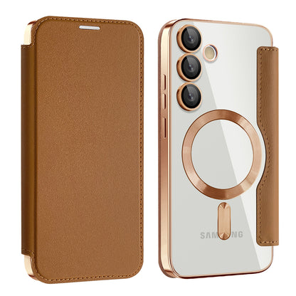 Etui MagSafe do Samsung Galaxy S24 FE S721, Techsuit, SmartMag Book, Brązowy