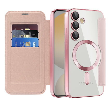 Etui MagSafe do Samsung Galaxy S24 FE S721, Techsuit, SmartMag Book, Różowe