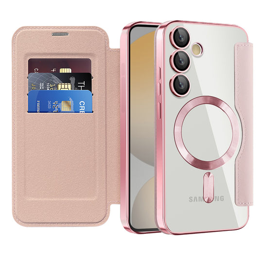 MagSafe Case for Samsung Galaxy S24 FE S721, Techsuit, SmartMag Book, Pink