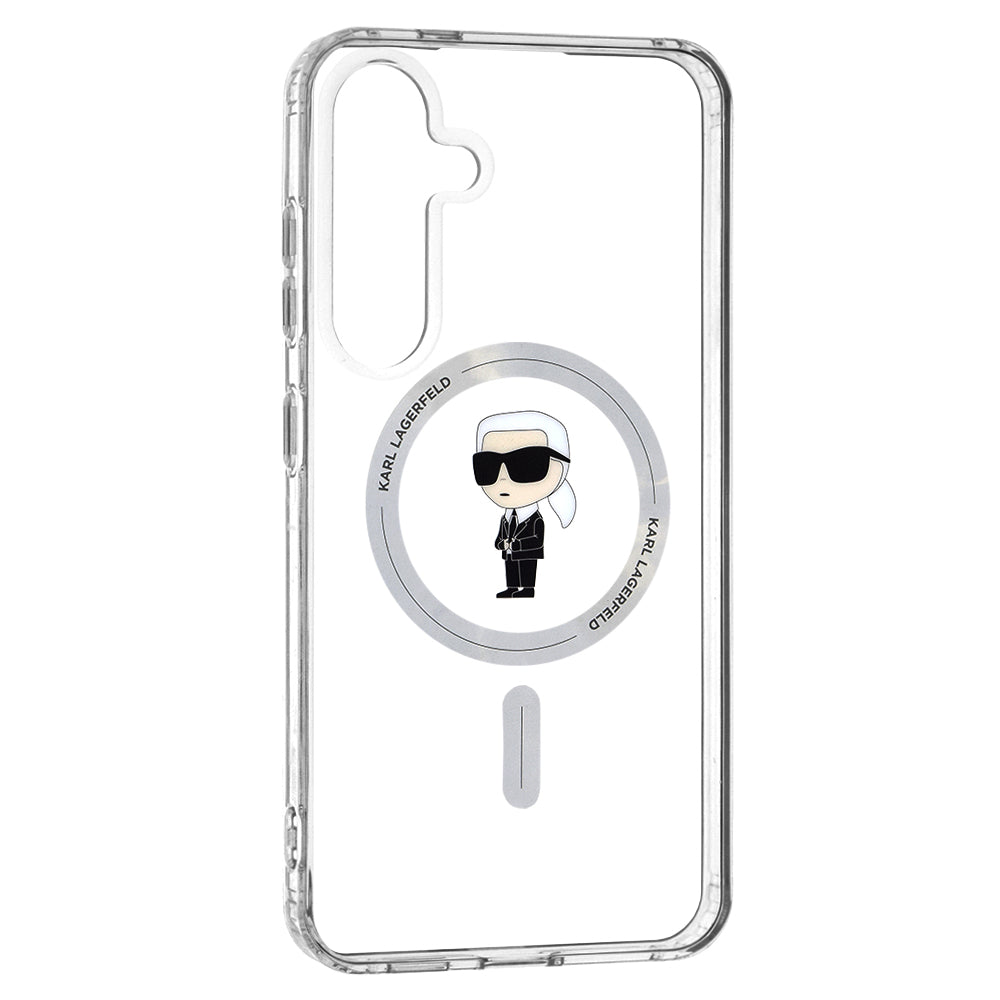 Etui MagSafe dla Samsung Galaxy S24+ S926, Karl Lagerfeld, IML Ikonik Karl, Przezroczyste