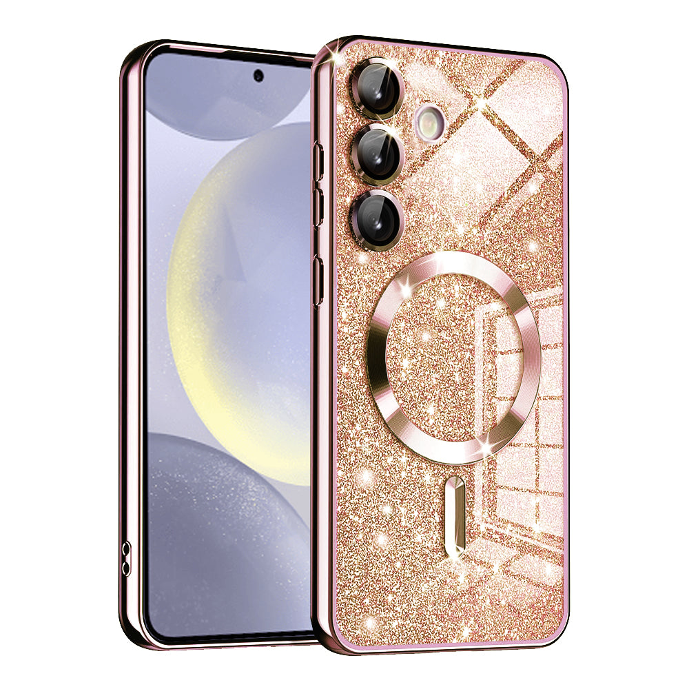 Etui MagSafe do Samsung Galaxy S24+ S926, Techsuit, Luxury Glitter, Różowe Złoto