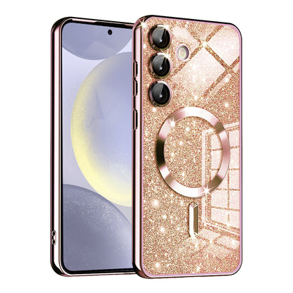 Etui MagSafe do Samsung Galaxy S24+ S926, Techsuit, Luxury Glitter, Różowe Złoto