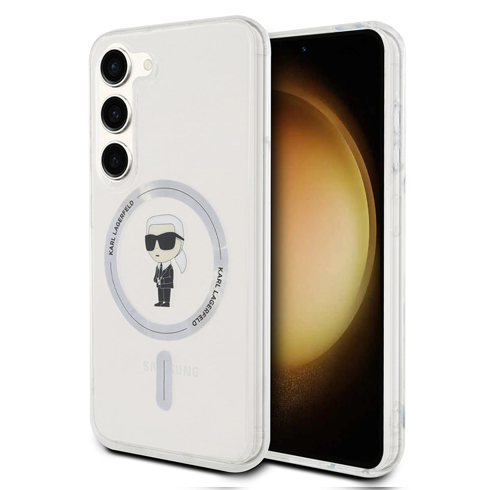 Etui MagSafe dla Samsung Galaxy S24 S921, Karl Lagerfeld, IML Ikonik Karl, Przezroczyste