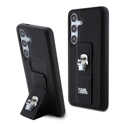 Etui MagSafe dla Samsung Galaxy S24 S921, Karl Lagerfeld, Saffiano Gripstand Karl & Choupette, Czarne.