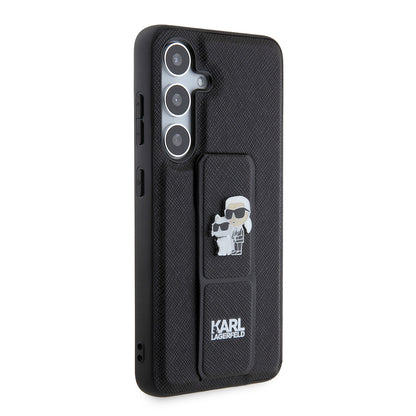 Etui MagSafe dla Samsung Galaxy S24 S921, Karl Lagerfeld, Saffiano Gripstand Karl & Choupette, Czarne.