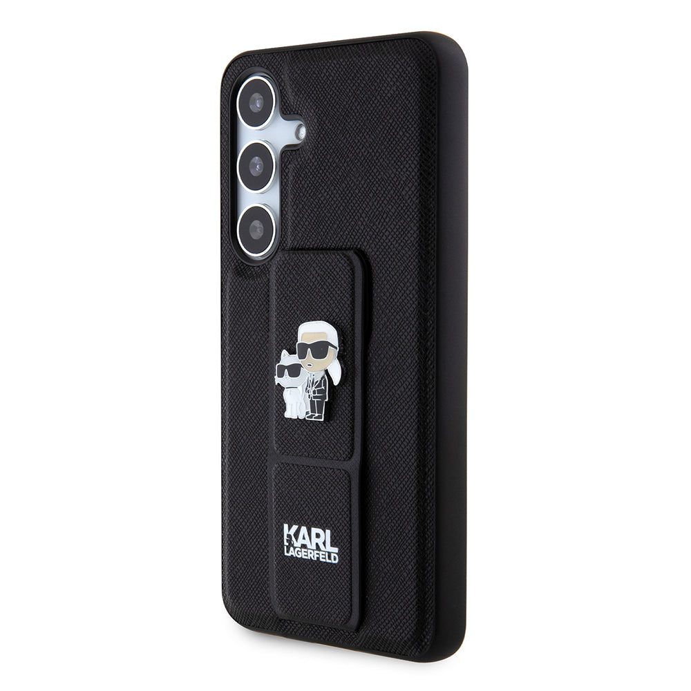 Etui MagSafe dla Samsung Galaxy S24 S921, Karl Lagerfeld, Saffiano Gripstand Karl & Choupette, Czarne.