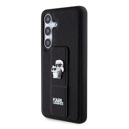 Etui MagSafe dla Samsung Galaxy S24 S921, Karl Lagerfeld, Saffiano Gripstand Karl & Choupette, Czarne.