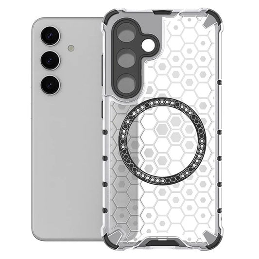 MagSafe Case for Samsung Galaxy S24 S921, Techsuit, HoneyComb Shield, White
