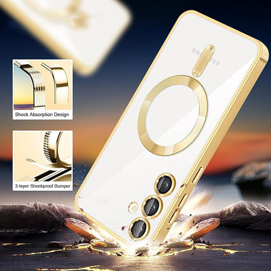 Etui MagSafe do Samsung Galaxy S24 S921, Techsuit, Luxury Crystal, Srebrne