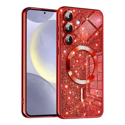 Etui MagSafe do Samsung Galaxy S24 S921, Techsuit, Luxury Glitter, Czerwony