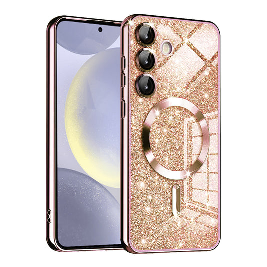Etui MagSafe do Samsung Galaxy S24 S921, Techsuit, Luxury Glitter, Różowe Złoto