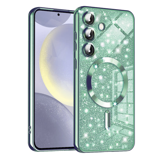 Etui MagSafe do Samsung Galaxy S24 S921, Techsuit, Luxury Glitter, Jasnozielony