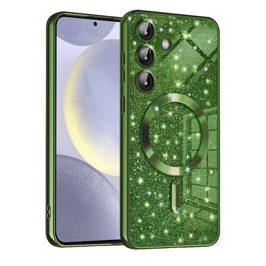 Etui MagSafe do Samsung Galaxy S24 S921, Techsuit, Luxury Glitter, Ciemnozielony
