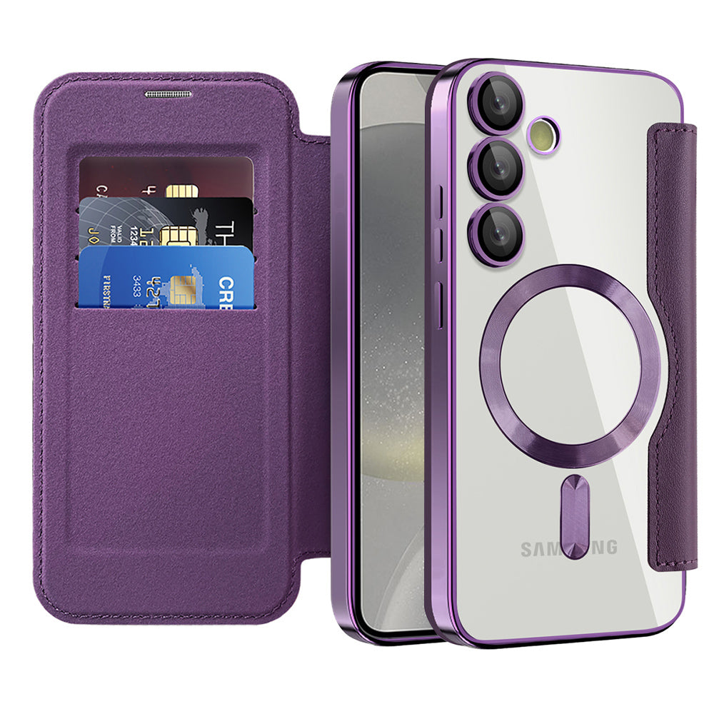 MagSafe Case for Samsung Galaxy S24 S921, Techsuit, SmartMag Book, Purple